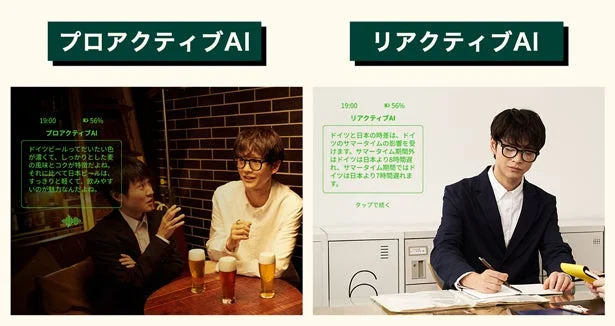 Halliday AIグラスのプロアクティブAIとリアクティブAIの利用イメージ