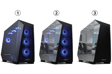 電源オンオフによるPCケースのビジュアル変化