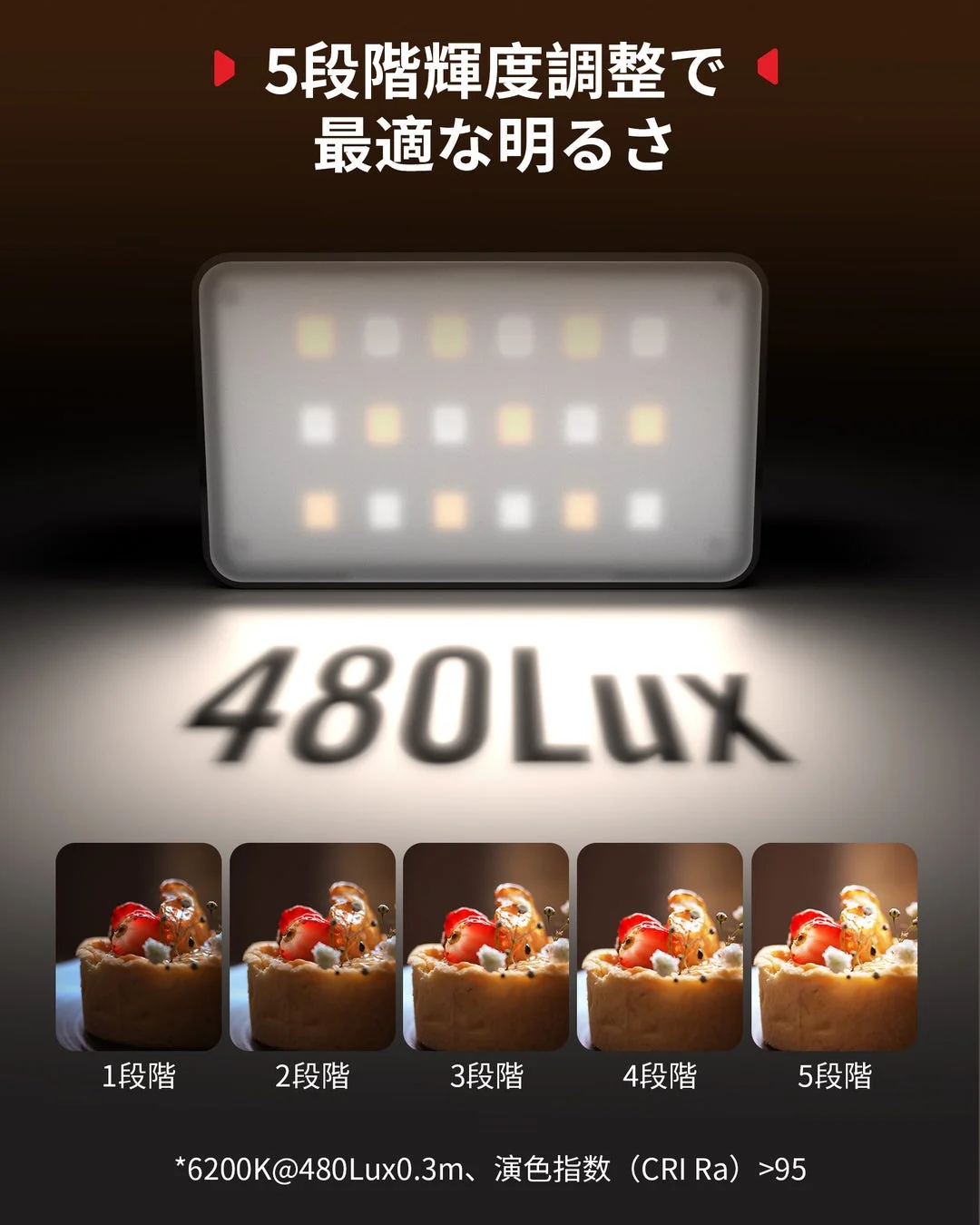 輝度調整とイチゴタルトの比較