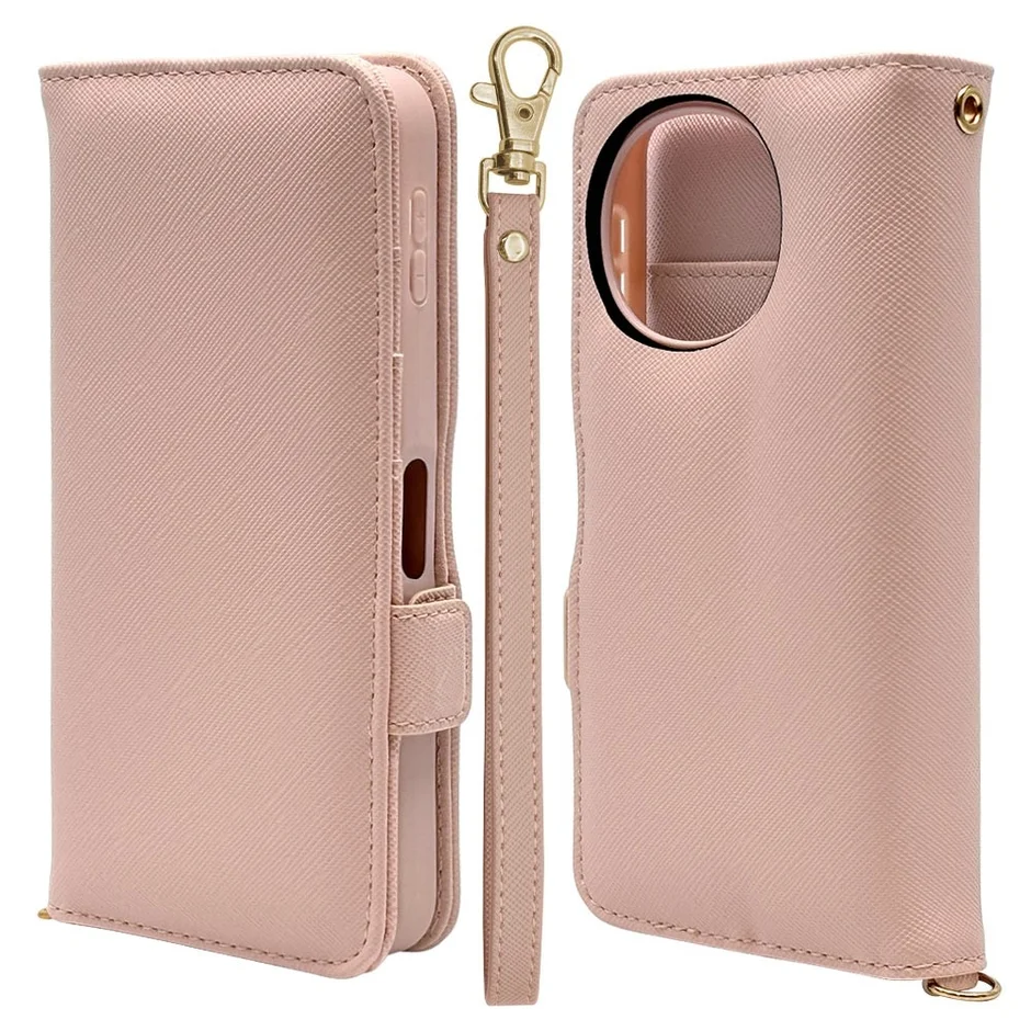 ハンドストラップ手帳型ケース ブラック