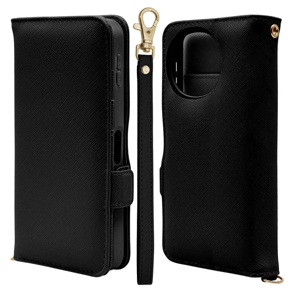 ハンドストラップ手帳型ケース レッド