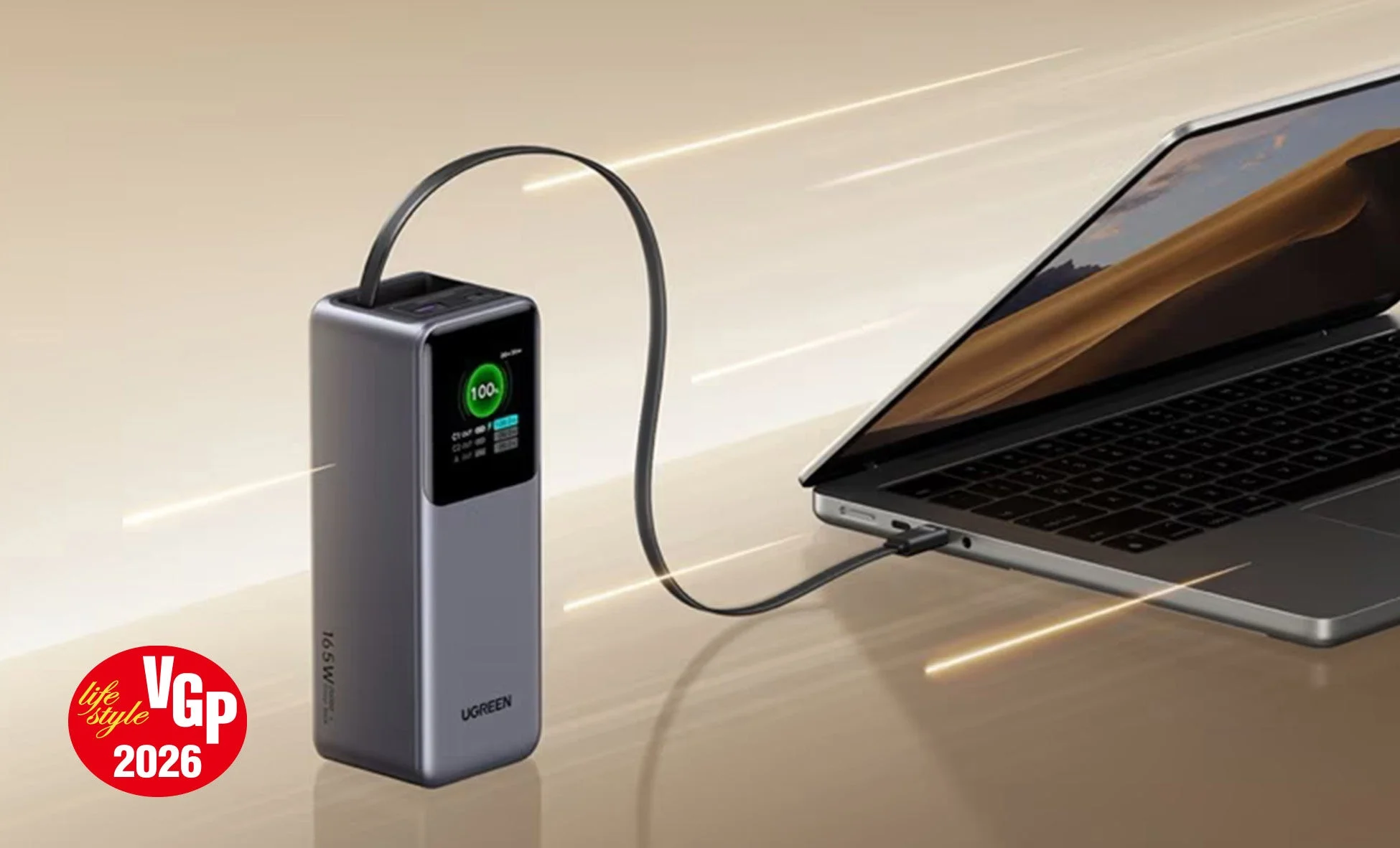 UGREEN Nexode 巻取式USB-Cケーブル内蔵 モバイルバッテリー (20000mAh・165W)