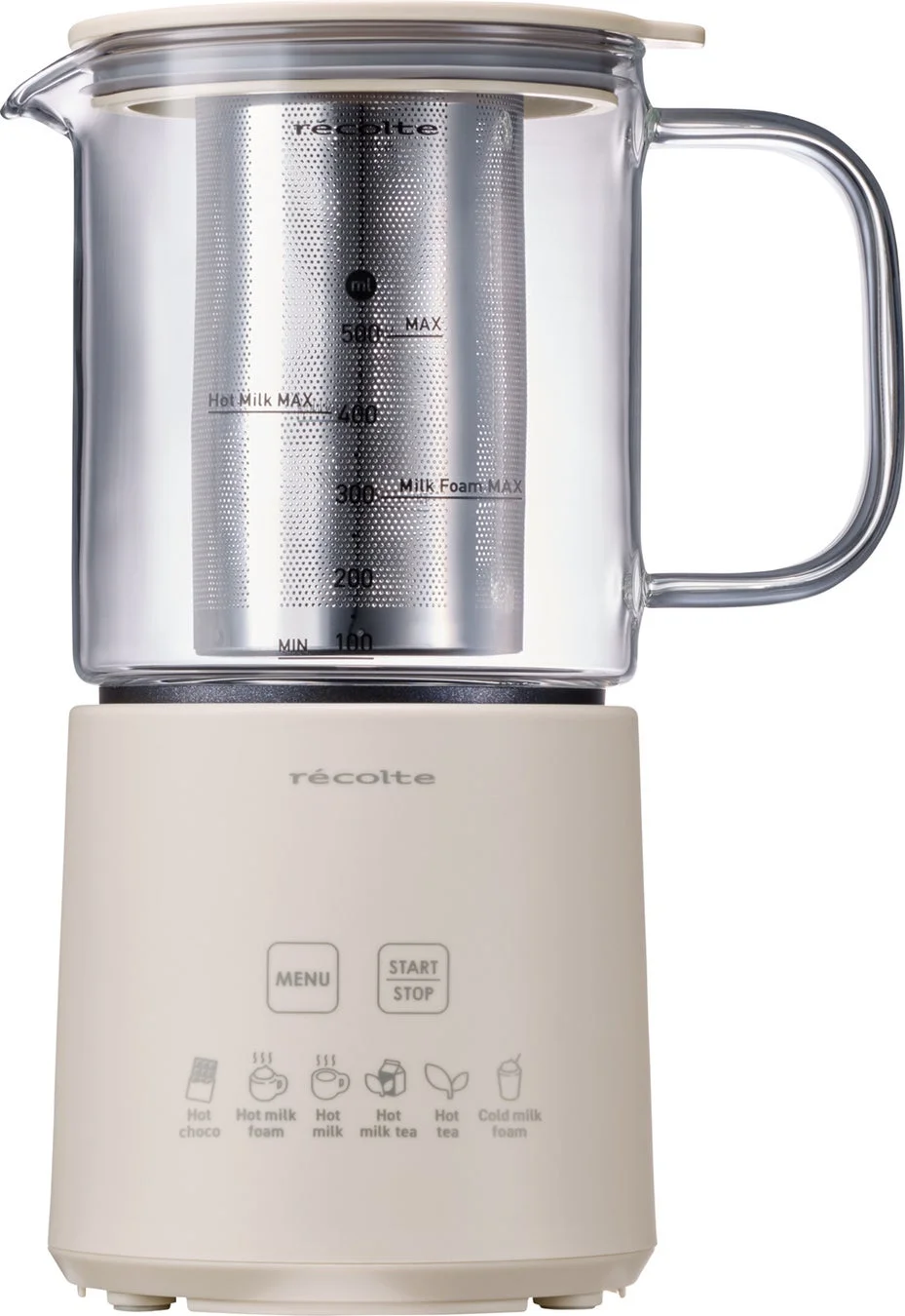 クリームホワイトの本体とメニュー表示