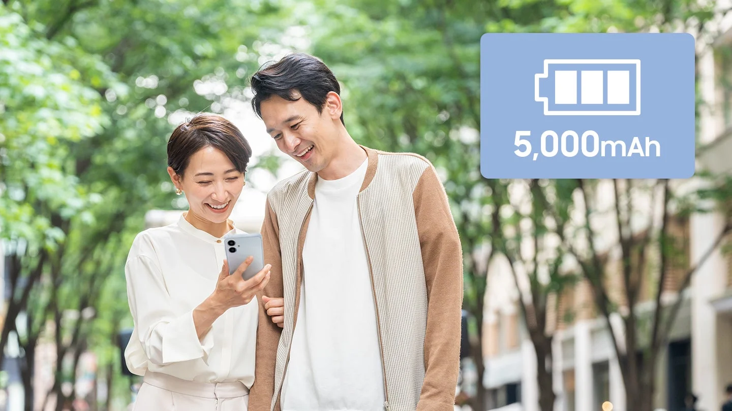 カップルと5000mAhの表示