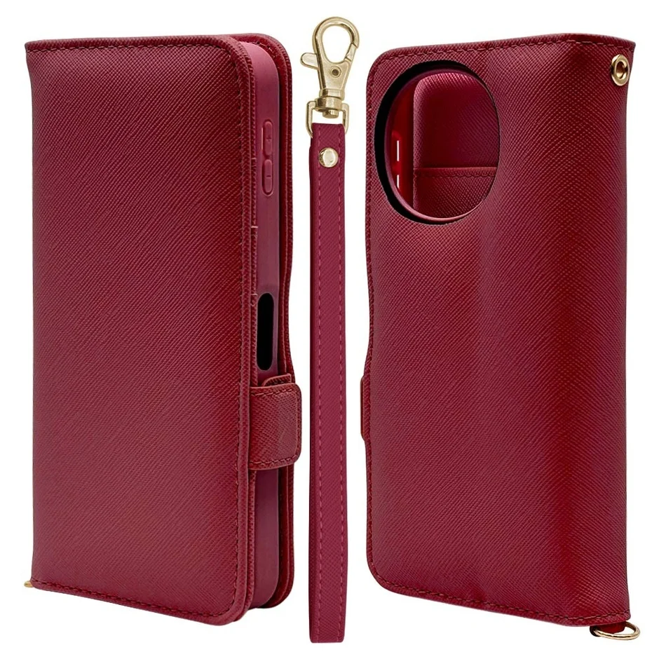 ハンドストラップ手帳型ケース ブラウン