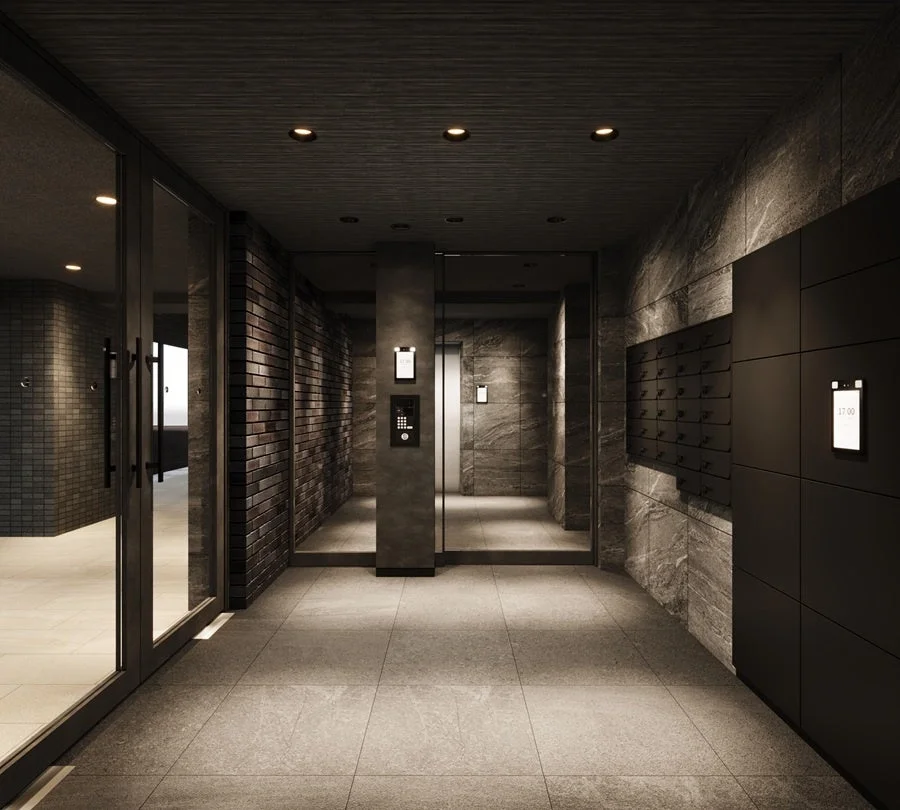 エントランスホールのメールボックスとインターホン