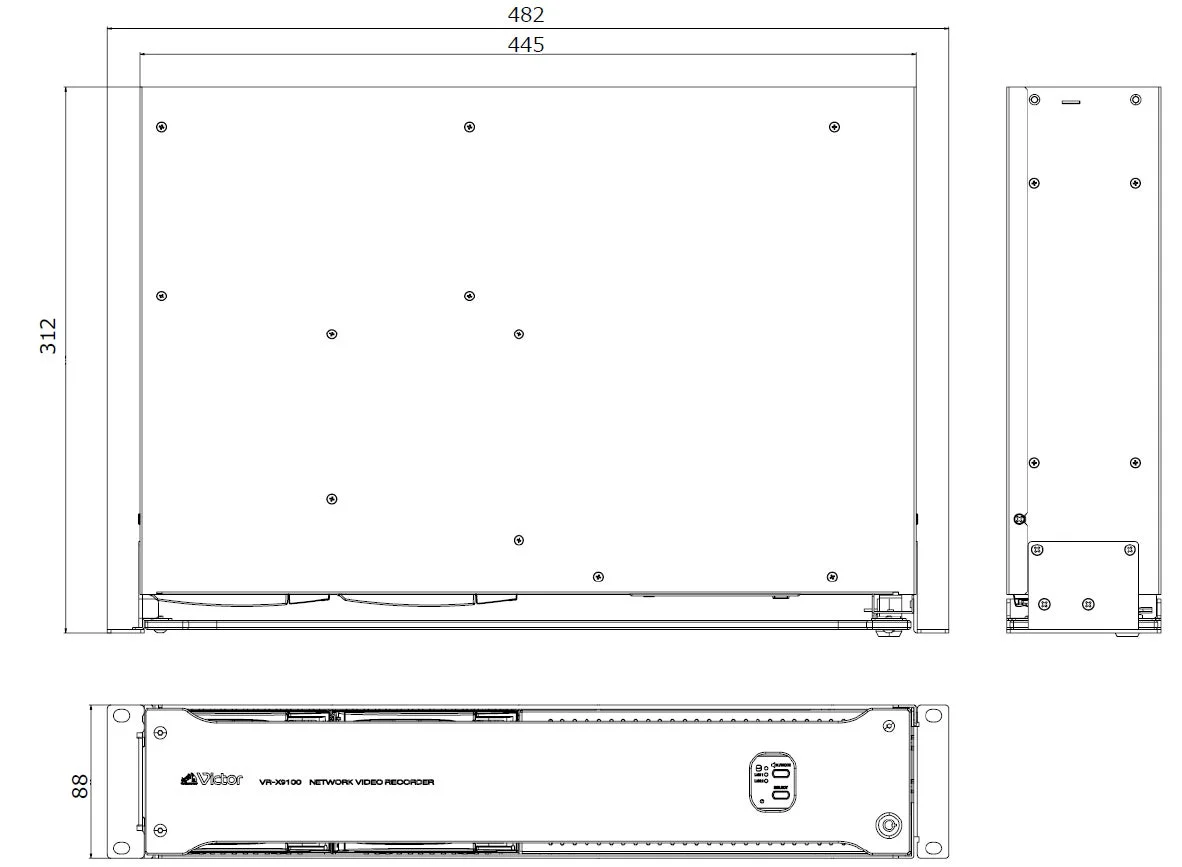 VR-X9100の外形寸法図