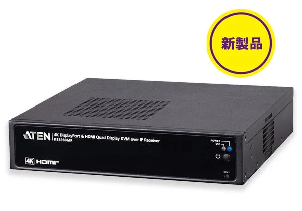 ATEN 4K DisplayPort & HDMI Quad Display KVM over IP Receiver KE8980MR