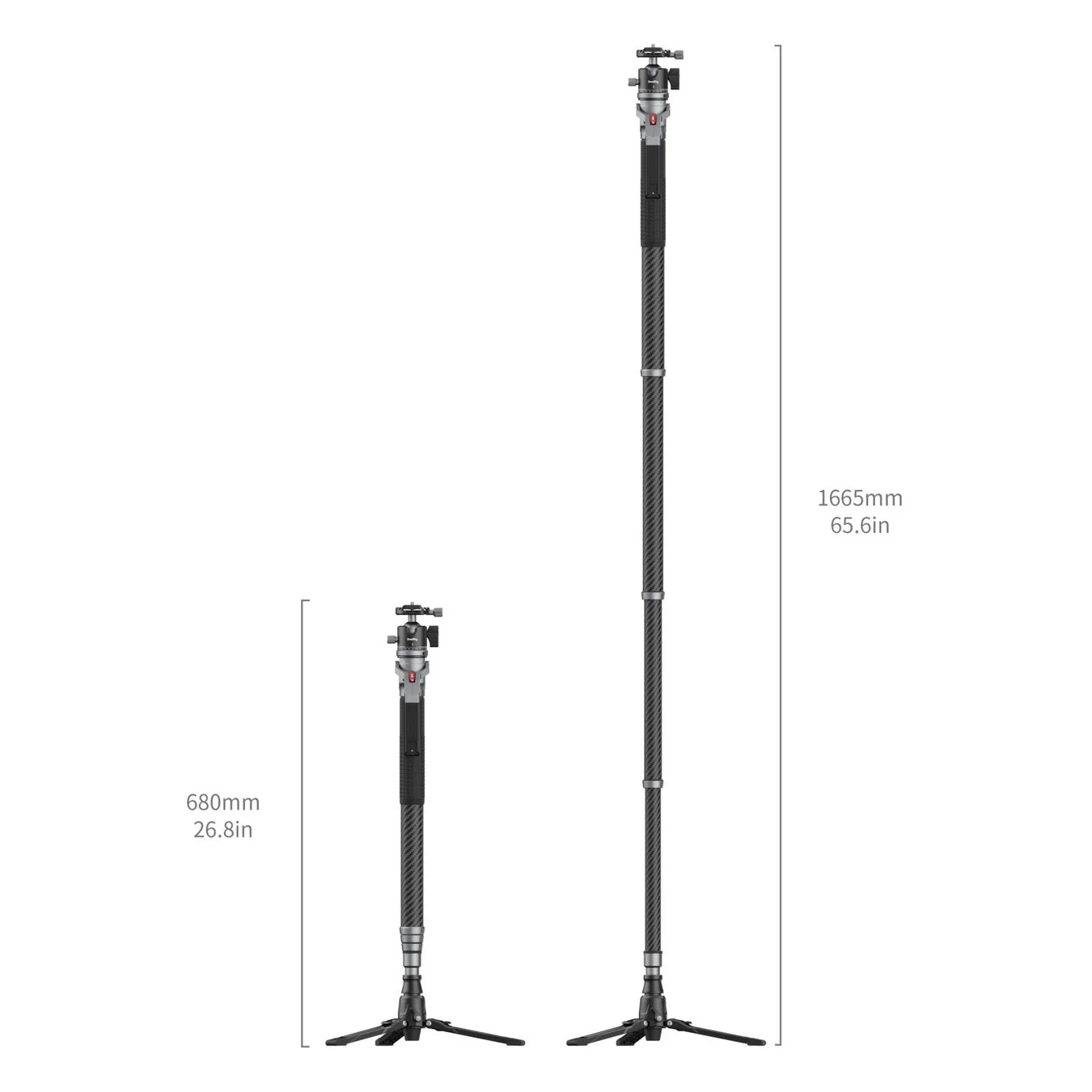 収納時と最大伸長時のLiteモデル