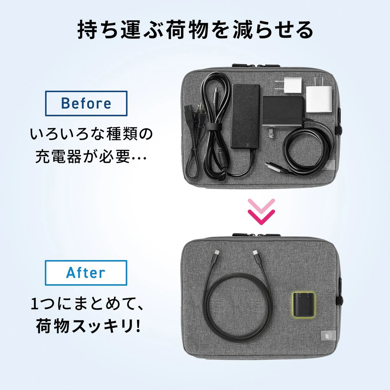 手のひらに乗せた充電器