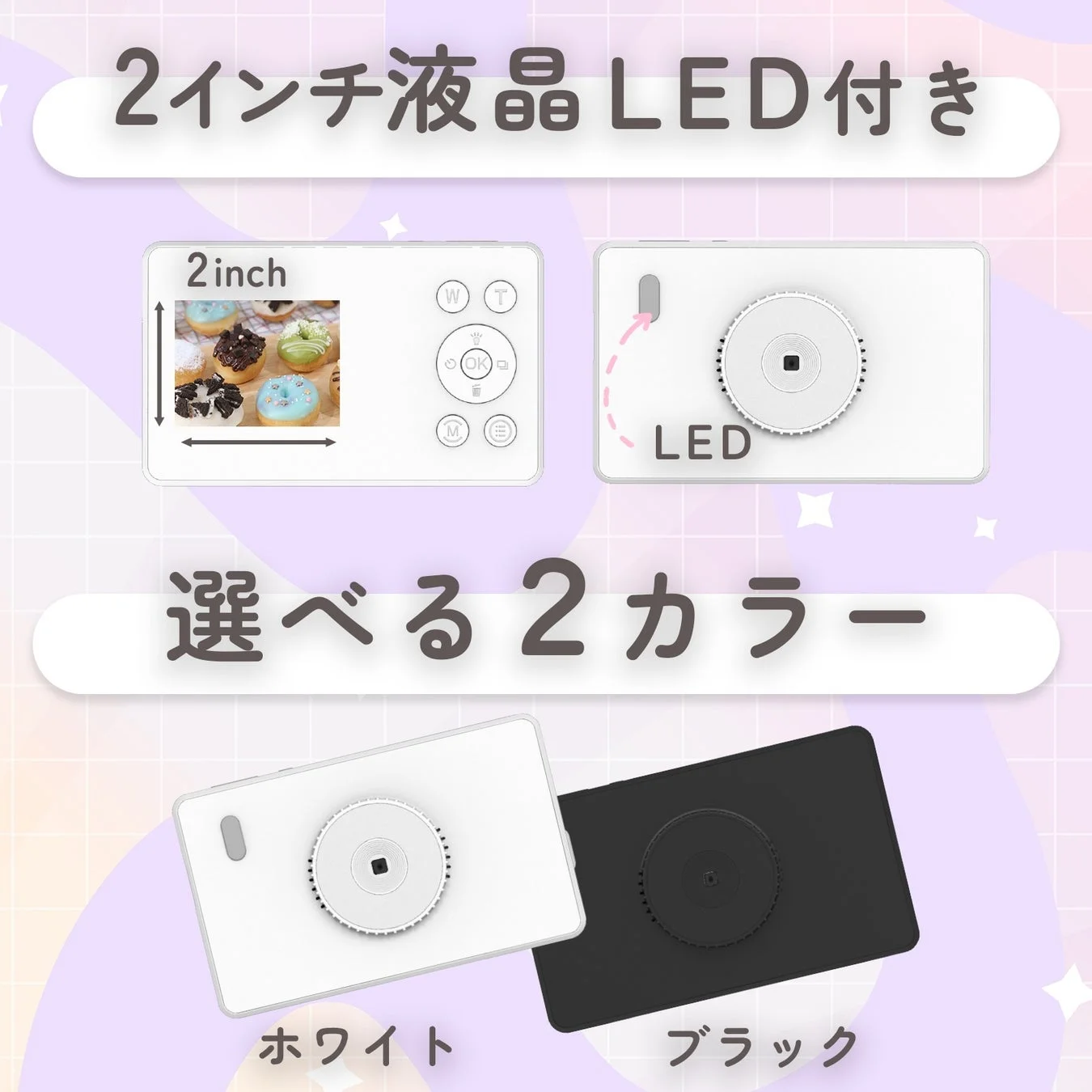 2インチ液晶とLEDライト