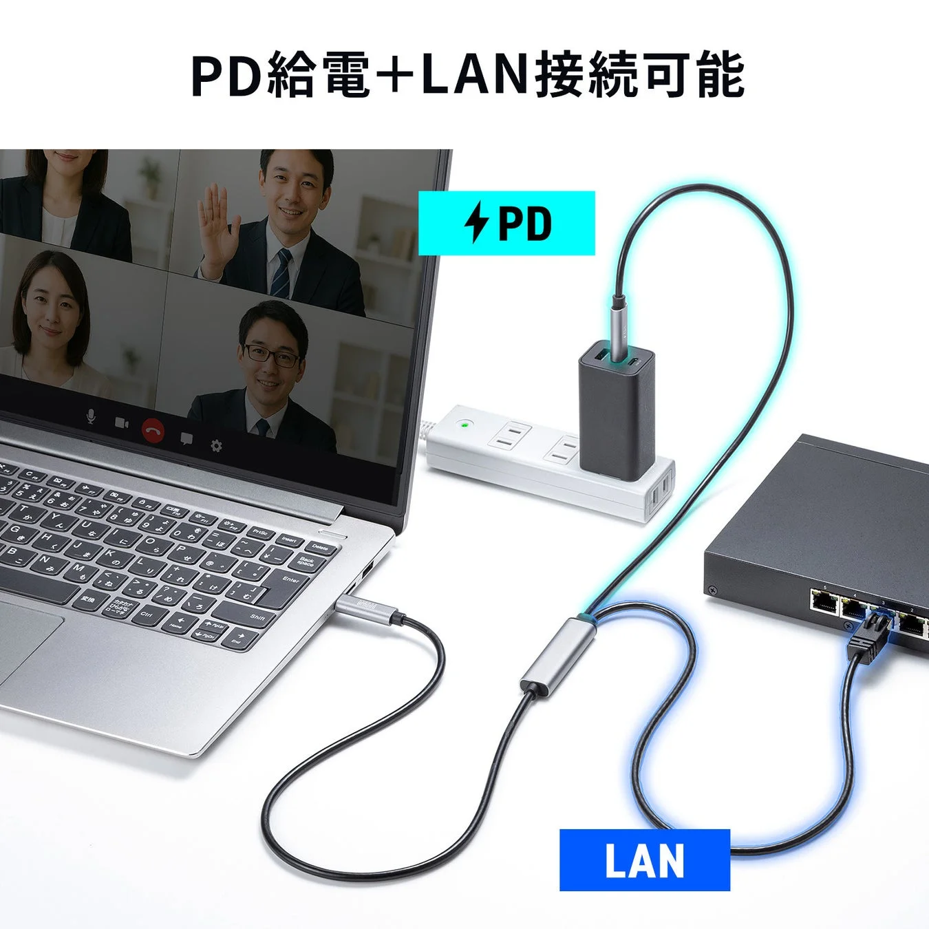 PD給電とLAN接続のイメージ
