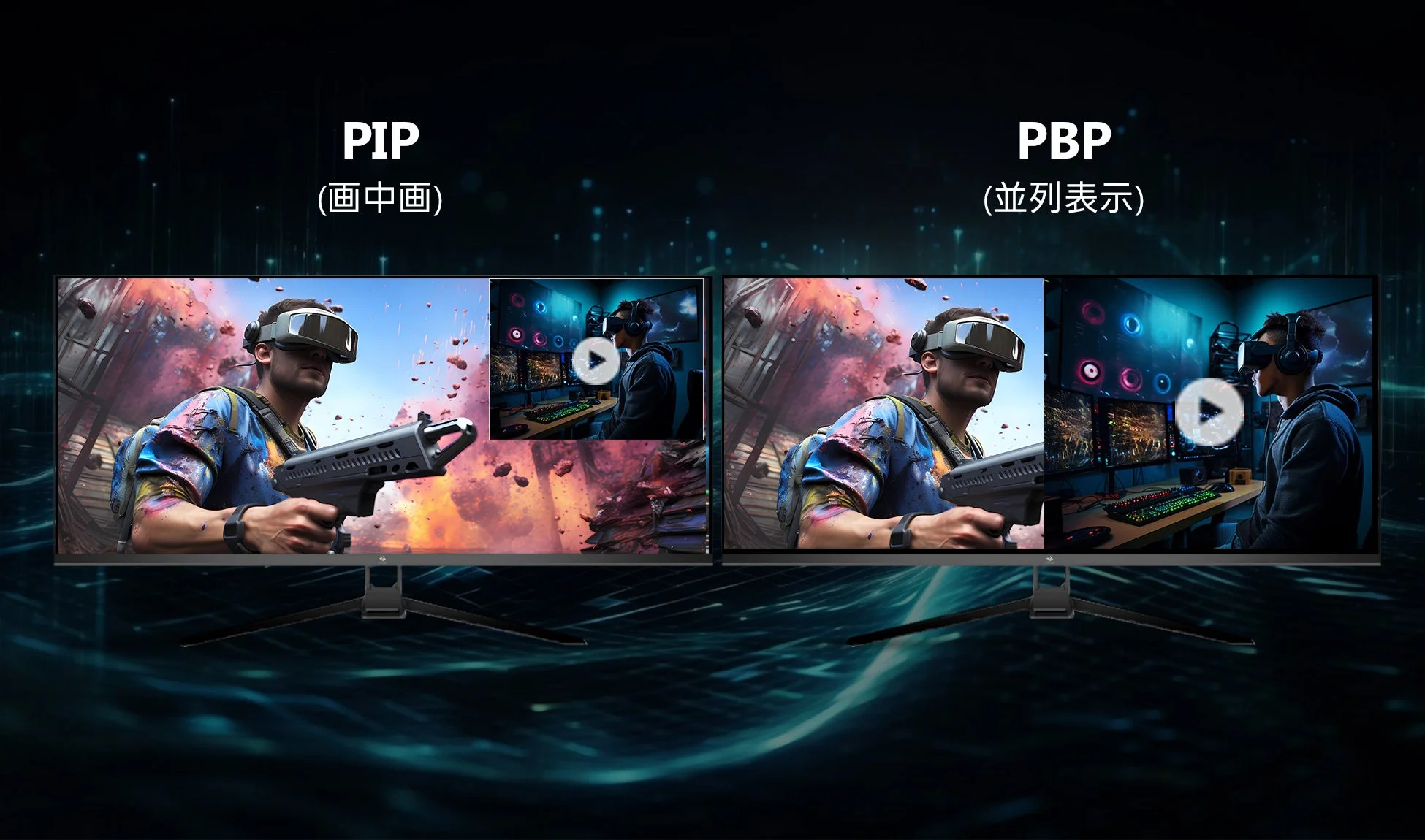 PIP(画中画)とPBP(並列表示)の利用イメージ