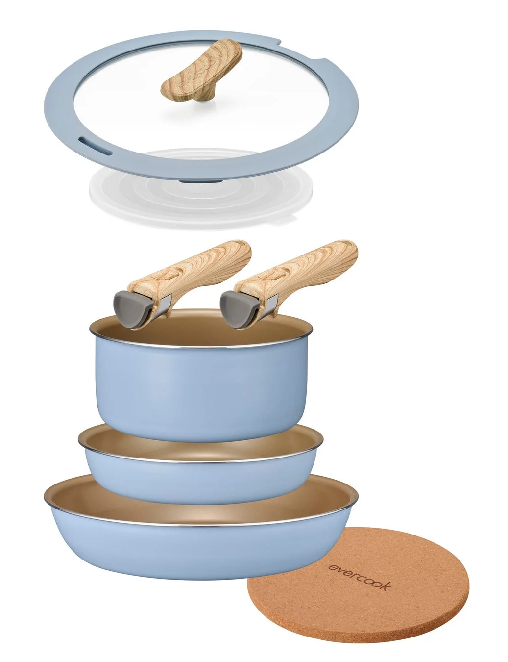 IH対応8点セット スモーキーブルー