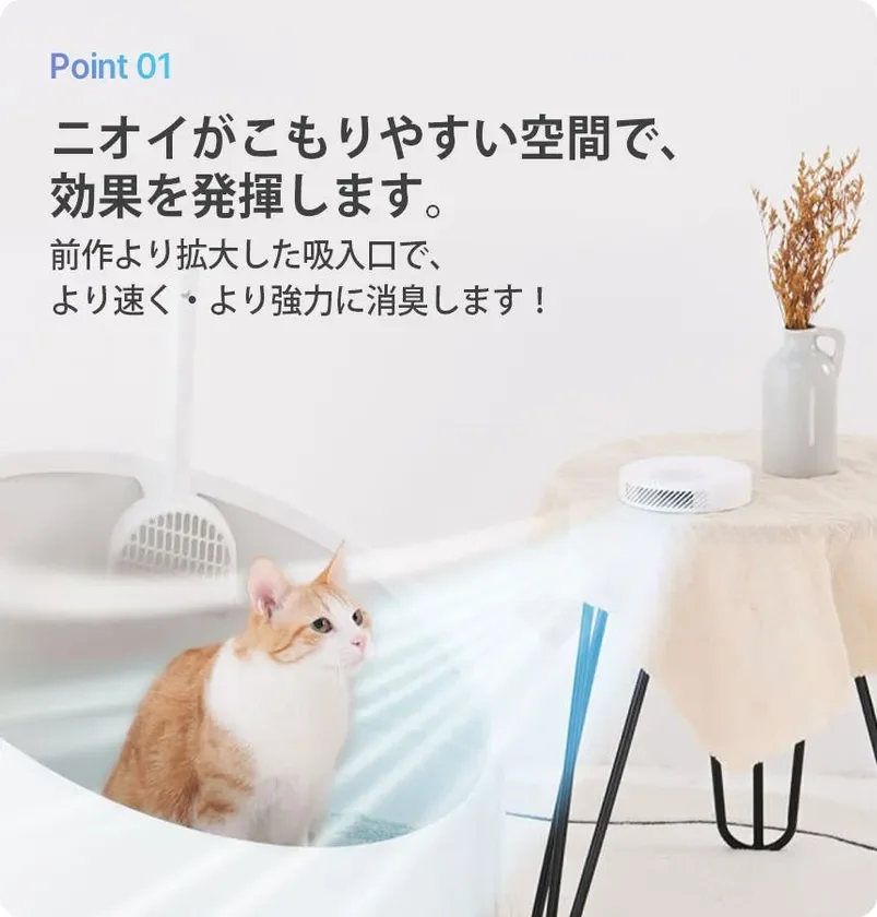 ニオイがこもりやすい空間で、効果を発揮します。