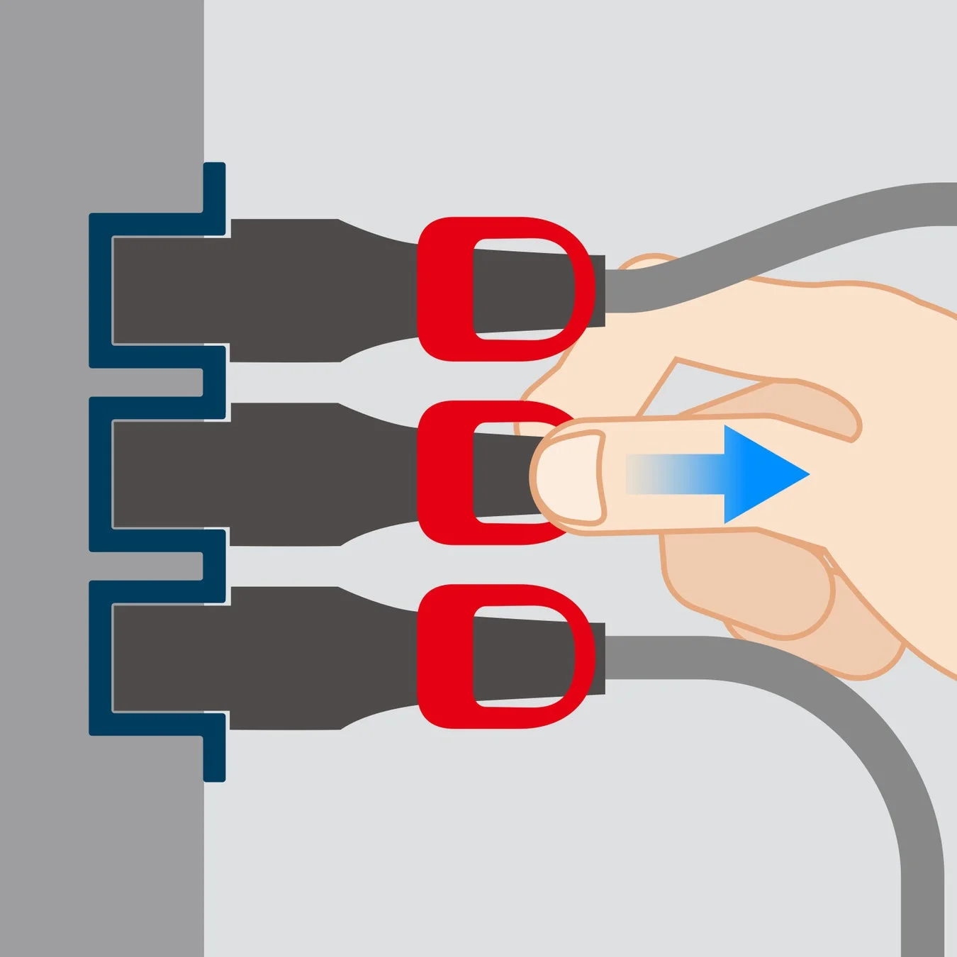 狭い場所でも抜き差ししやすい