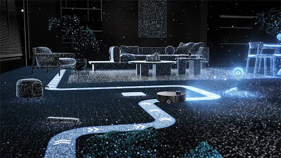 家具の下を掃除するロボット掃除機