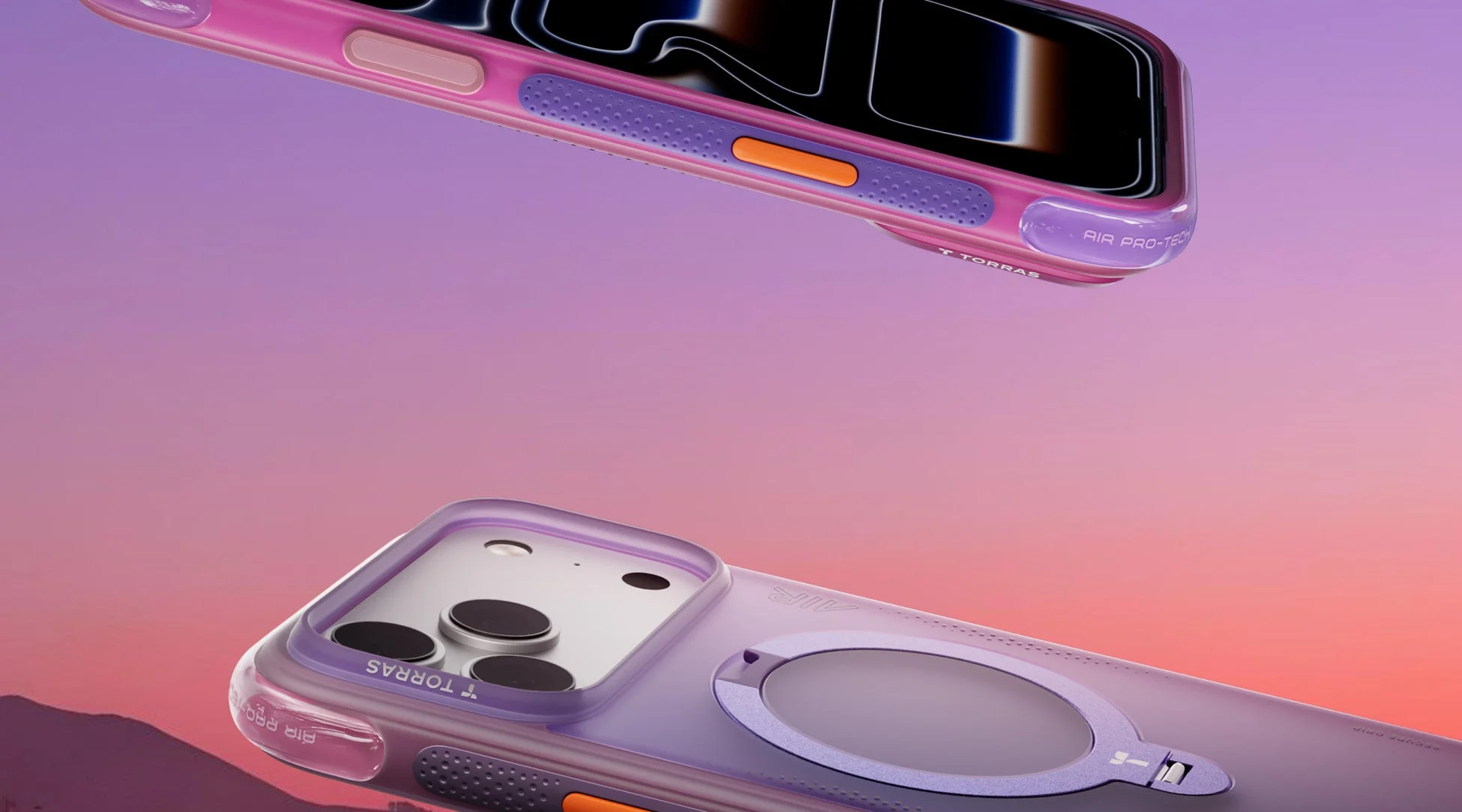 紫とピンクのグラデーション背景のケース