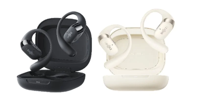 黒と白の2色のShokz製ワイヤレスイヤホン