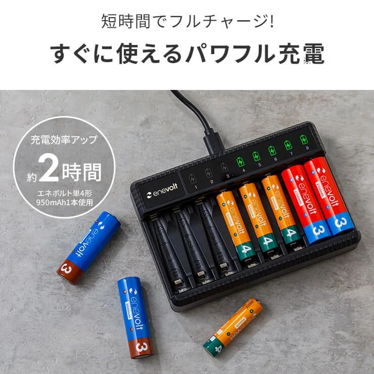 短時間でフルチャージ!すぐに使えるパワフル充電