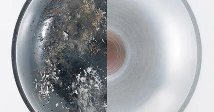 清掃前後のなべ底の比較