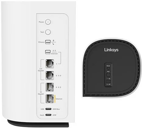 Linksys製ルーターの背面ポートとコントロールボタン