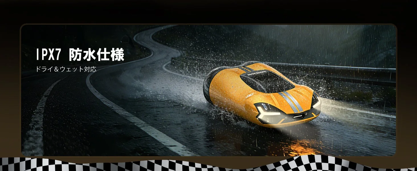 IPX7防水仕様でドライ&ウェットに対応していることを示しています
