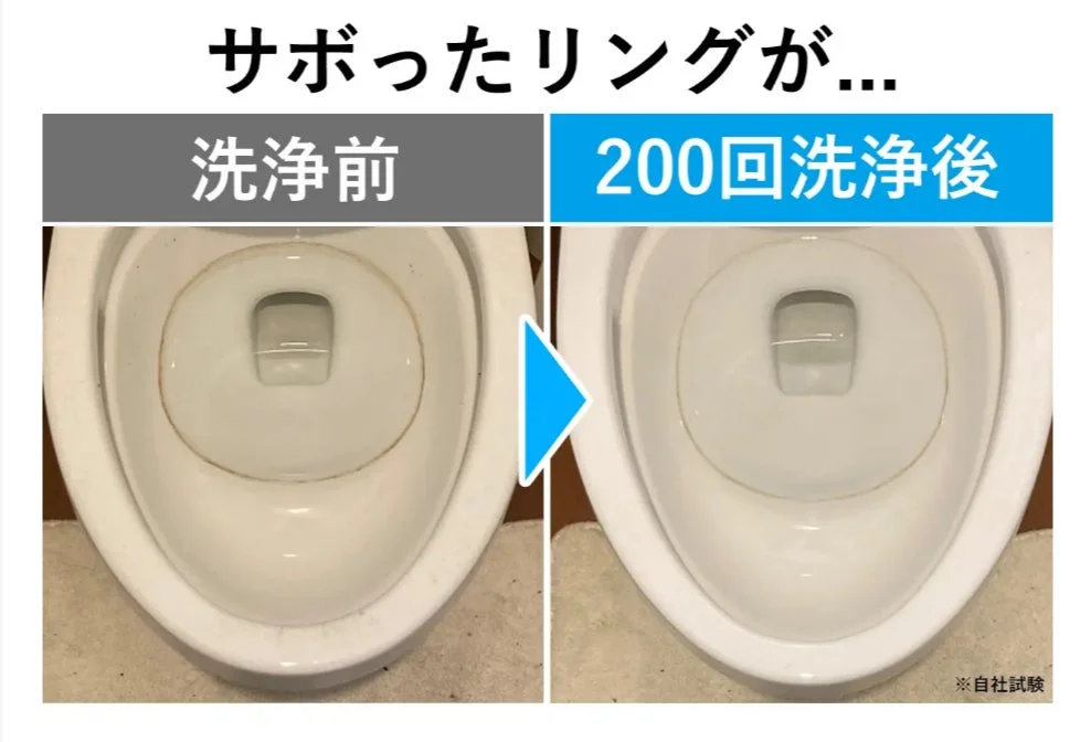 トイレ洗浄試験:洗浄前と200回洗浄後
