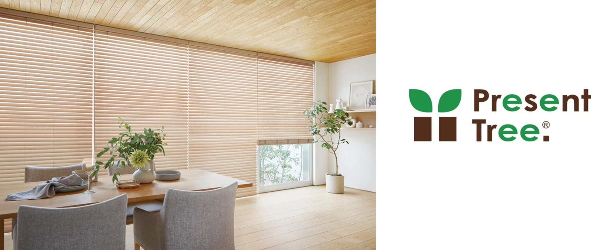 タチカワブラインド、木製ブラインド売上の一部を「Present Tree.」へ寄付し森林再生支援を開始