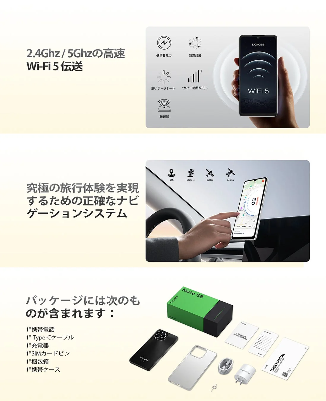 NFC、Wi-Fi、GPSなど便利機能のイメージ