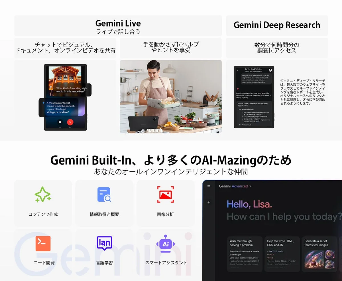 Gemini AIの機能を紹介するイメージ