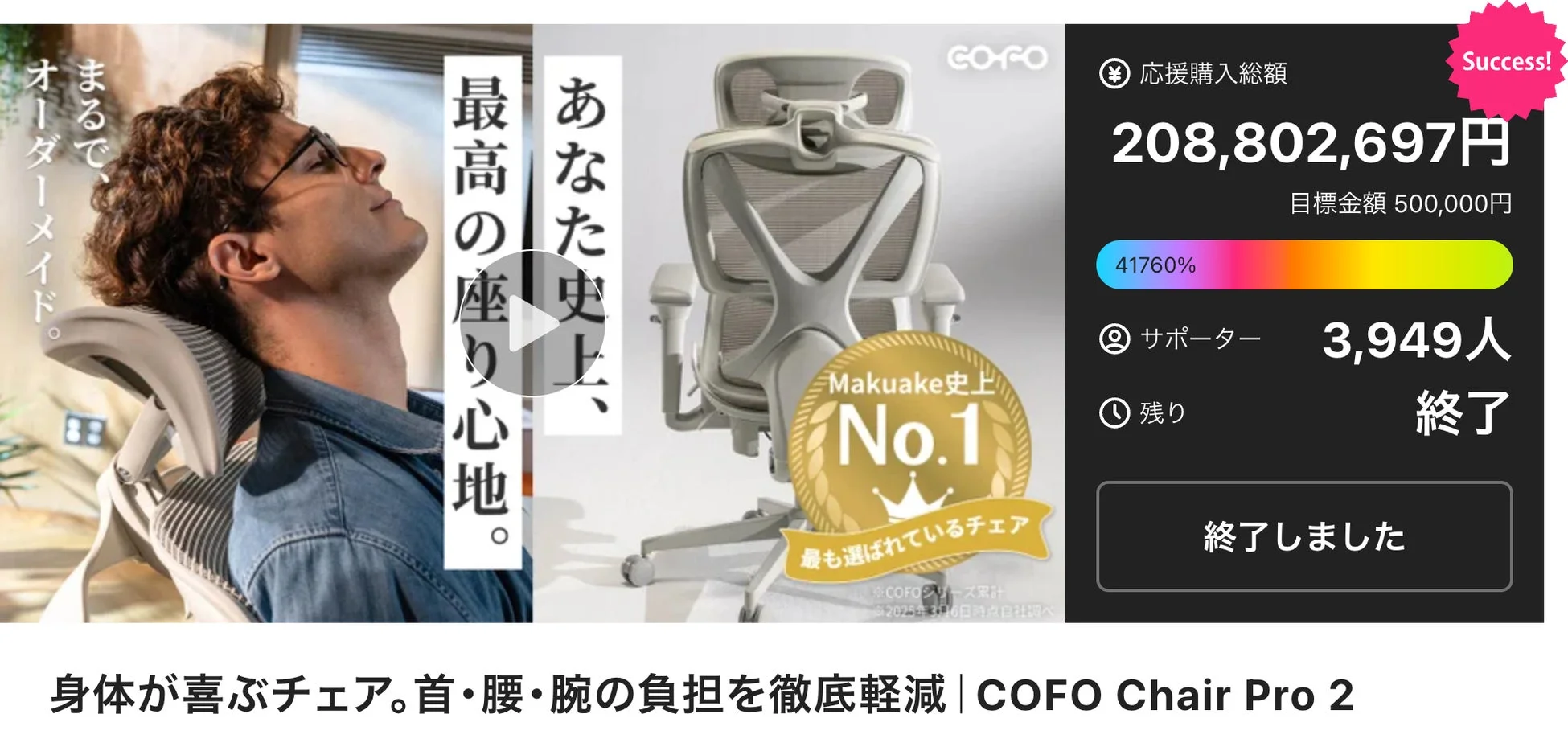 身体が喜ぶチェア。首・腰・腕の負担を徹底軽減|COFO Chair Pro 2