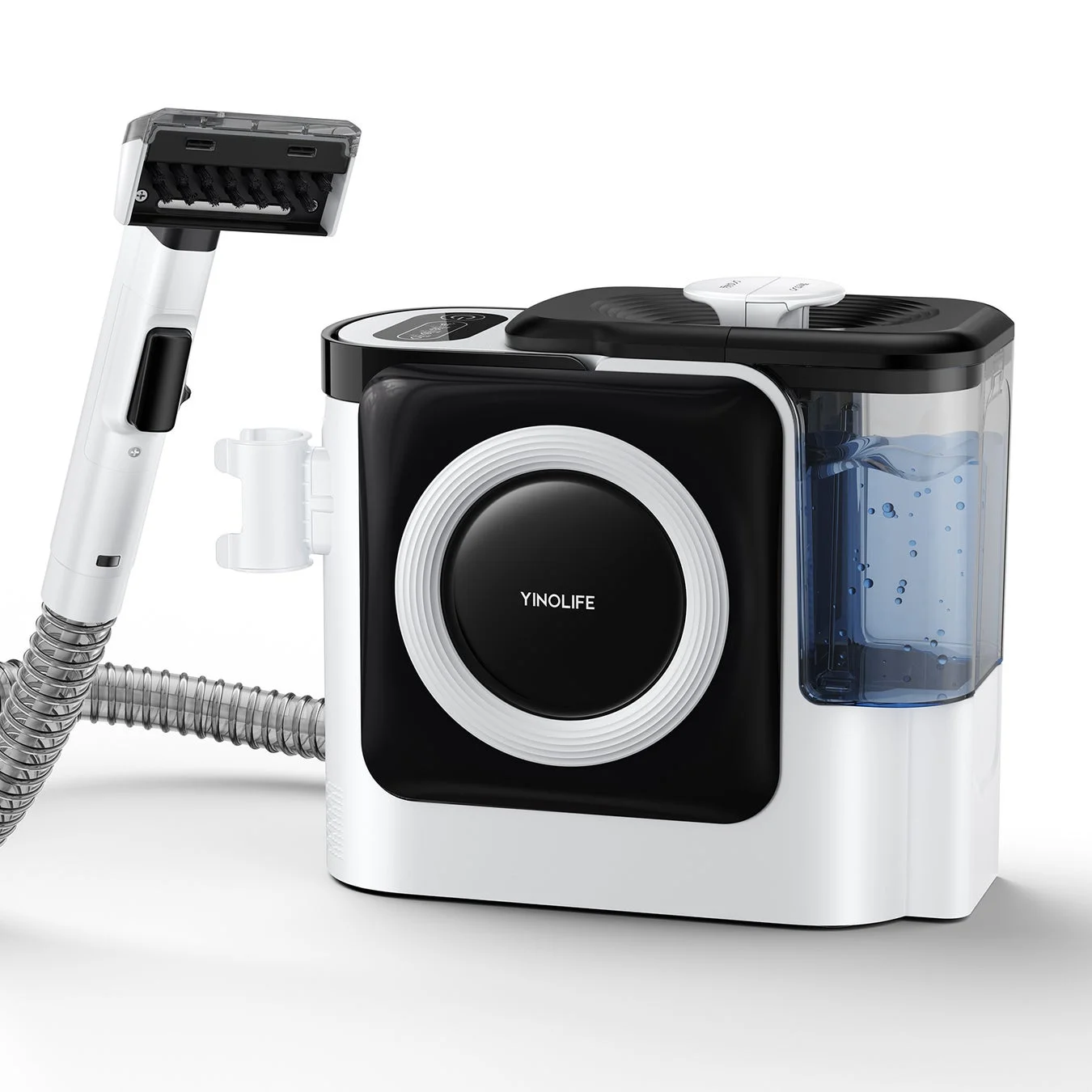 白と黒を基調としたコンパクトな家庭用クリーニングデバイス