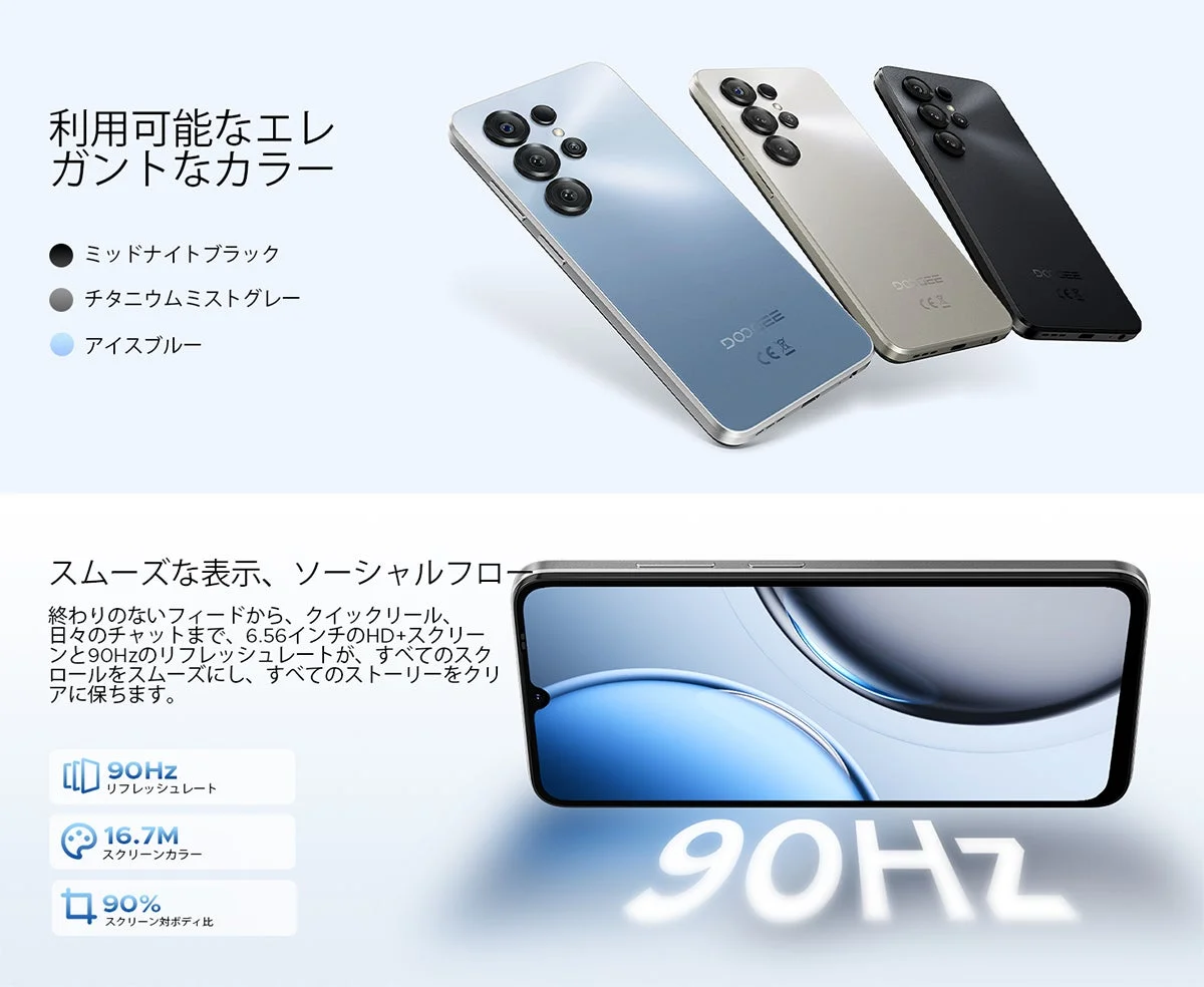 DOOGEE Note 56X Proのカラーバリエーションとディスプレイ