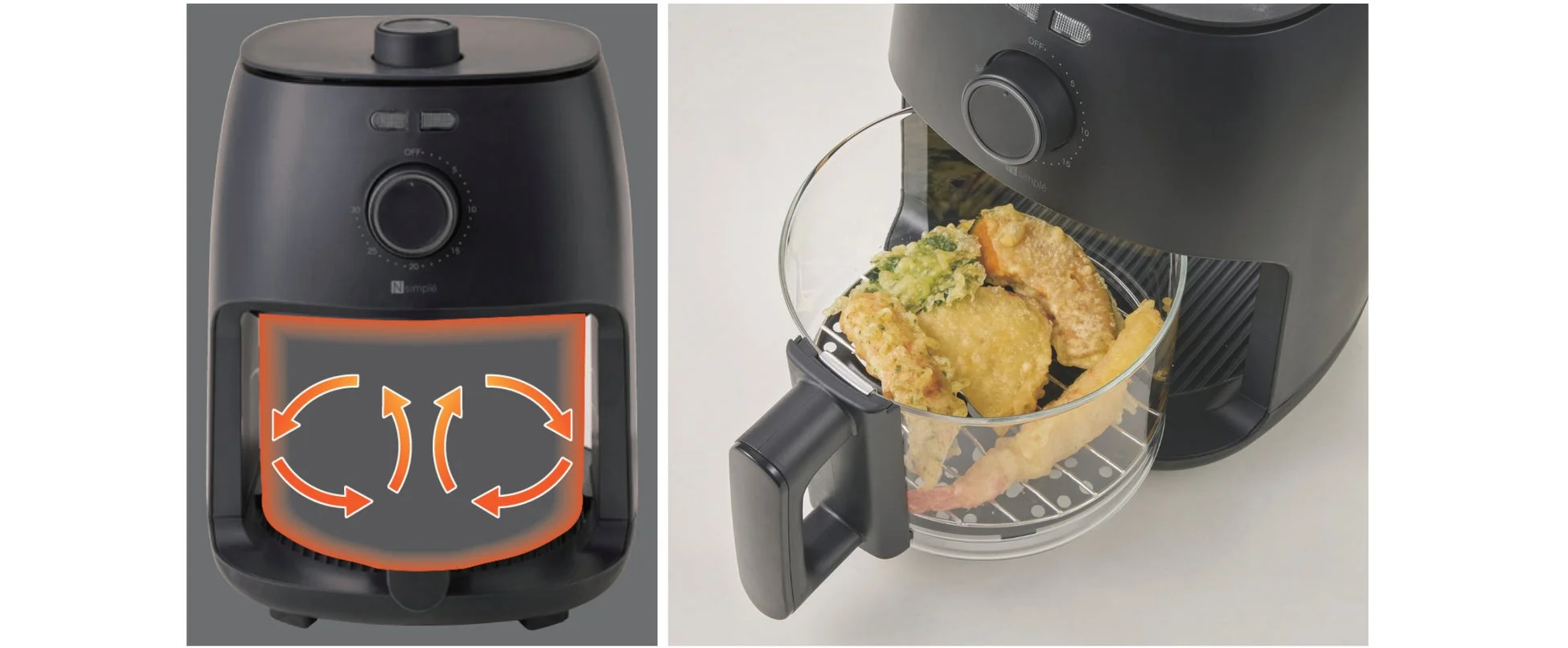 調理中のフライドポテトと肉