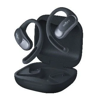 黒いワイヤレスイヤホンが充電ケースに入っている画像