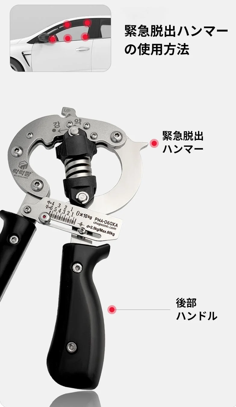 緊急脱出ハンマー機能の説明図