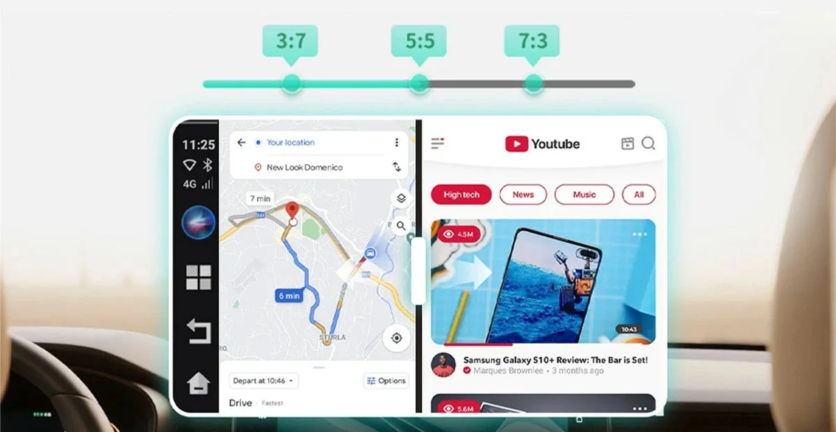 OttoAibox E2の2画面分割機能の表示例