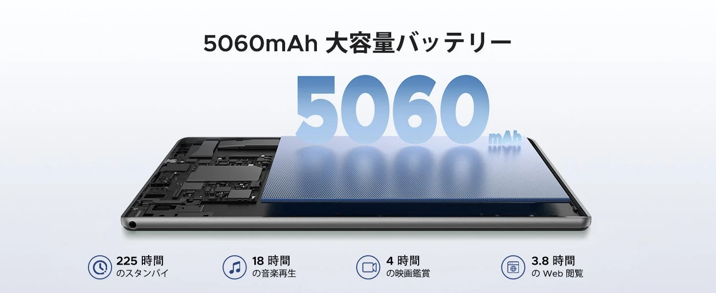 5060mAh 大容量バッテリー