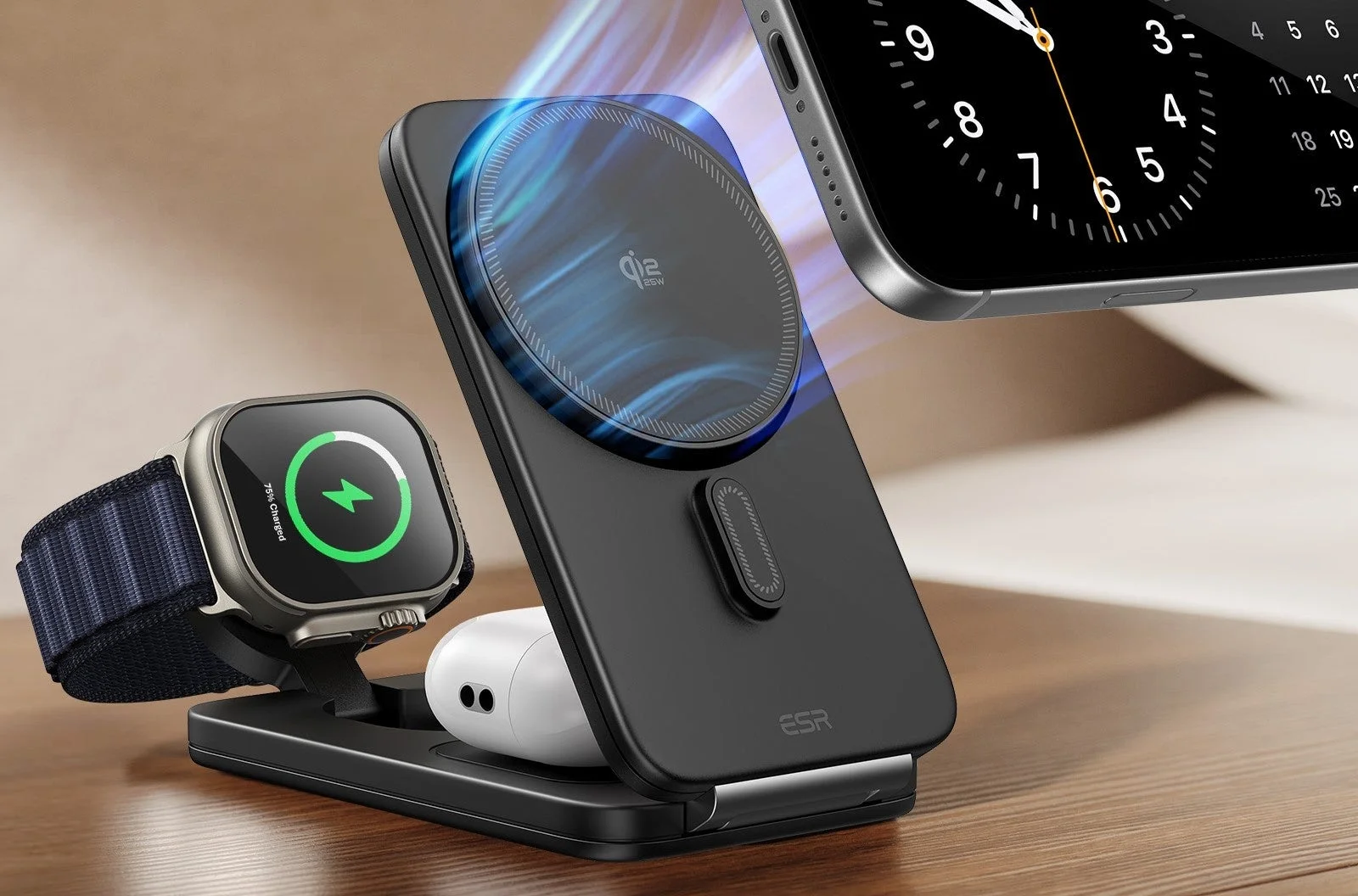 ESRが新発売!Qi2 25W認証の超急速3in1充電ステーションでiPhone・Apple Watch・AirPodsをまとめてスマート充電