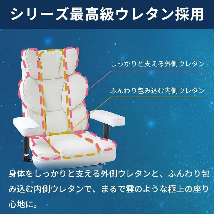 シリーズ最高級ウレタンを採用した白い椅子の紹介画像