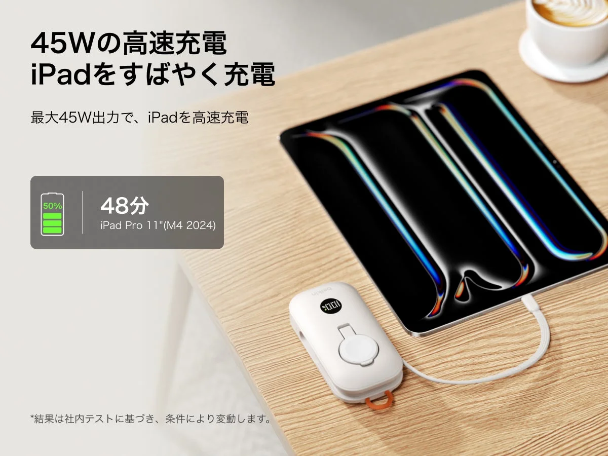 45Wの高速充電 iPadをすばやく充電