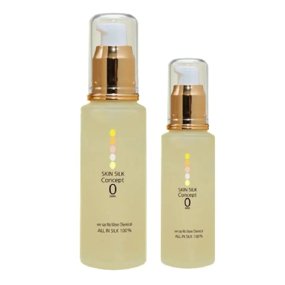 透明感のある黄色い液体が入った2つのスキンケア製品のボトル