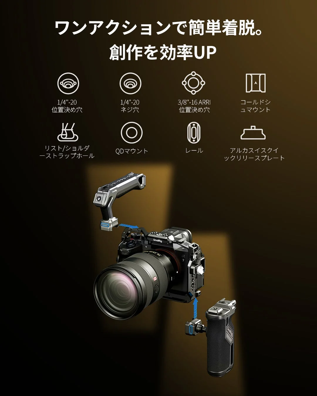 ワンアクションで簡単着脱