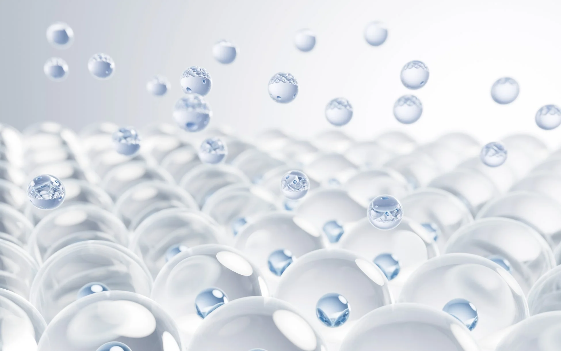 細胞や分子レベルの構造、または保湿成分の浸透などを連想させる抽象的な画像