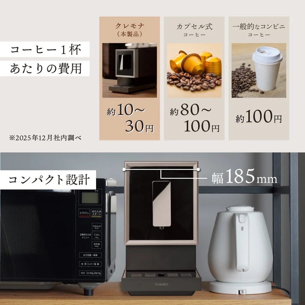 コーヒー1杯あたりの費用とコンパクト設計