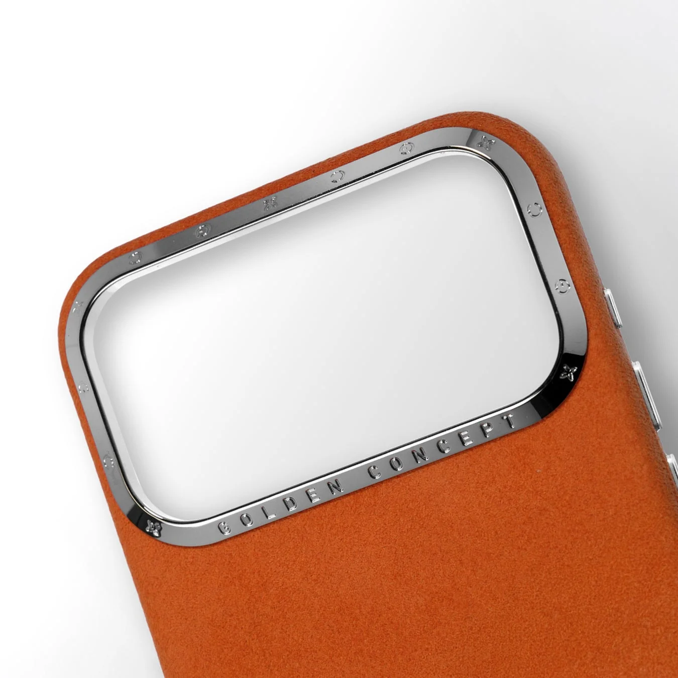 Alcantara®素材のオレンジ色iPhoneケース