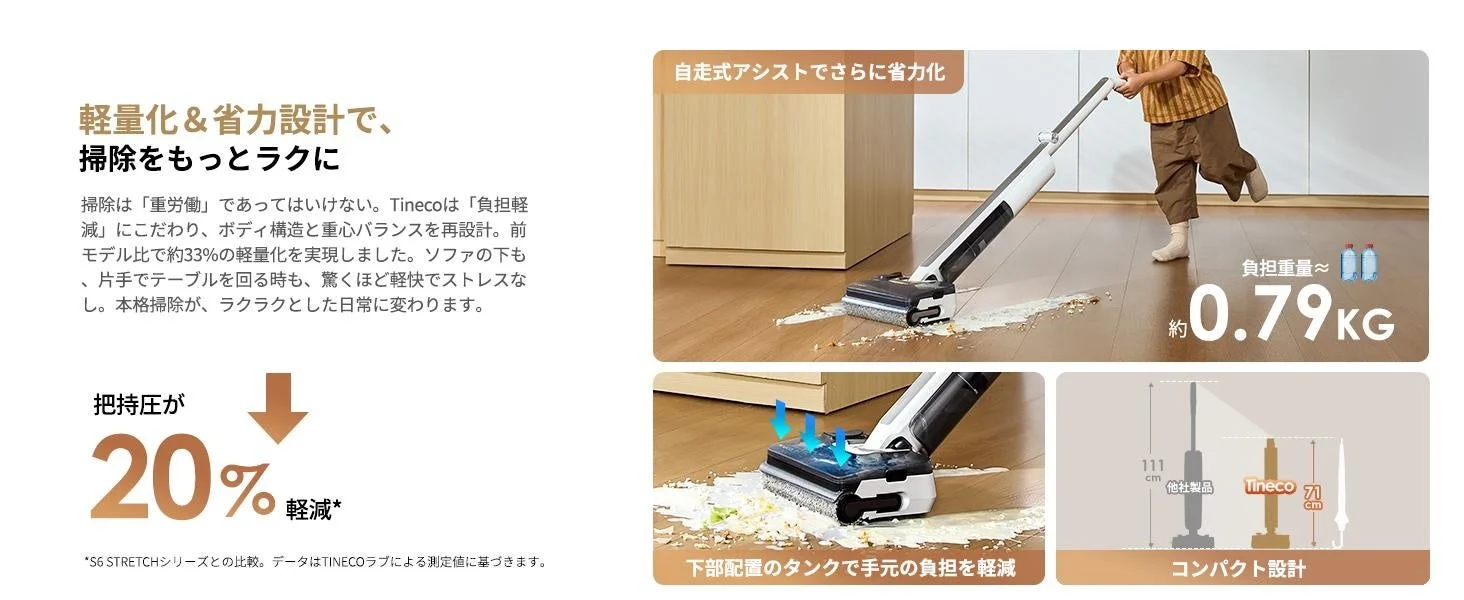 軽量化&省力設計で、掃除をもっとラクに