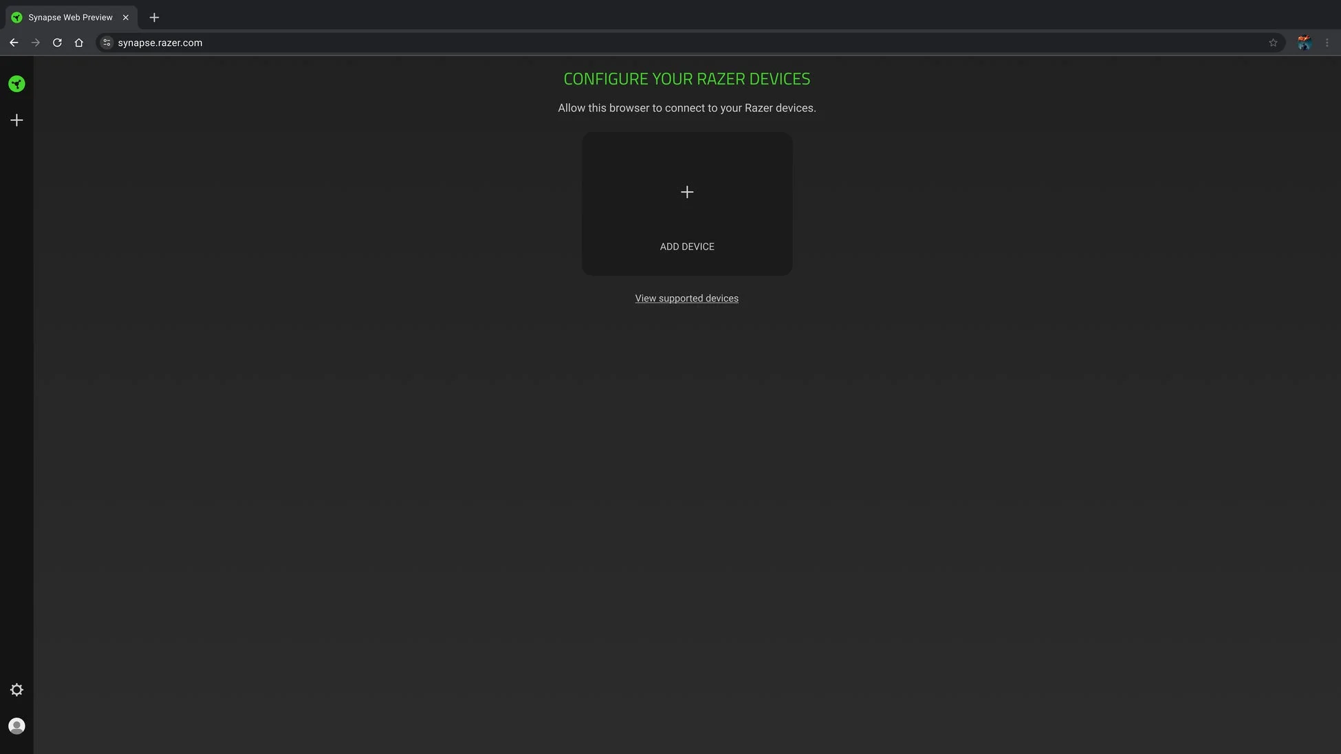 Razer Synapse Webのプレビュー画面