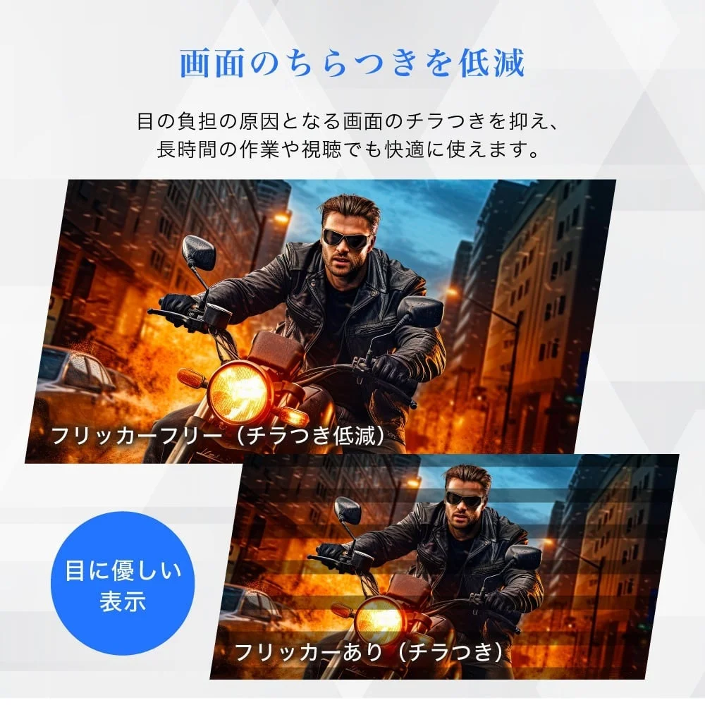 画面のちらつきを低減目に優しい表示フリッカーフリー (ちらつき低減)